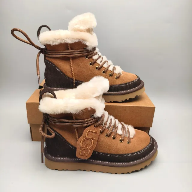 UGG Tasman-Style Lace-Up Shearling-Lined Snow Boots