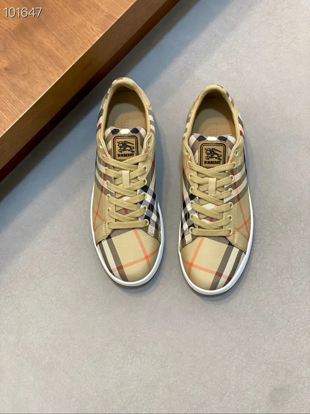Burberry Beige White House Check Canvas Upper Low-Top Silhouette Lifestyle Sneakers