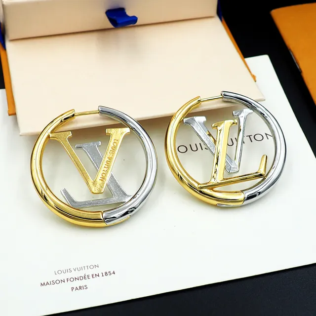 Louis Vuitton LV Circle Hoop Two-Tone Gold Silver Earrings