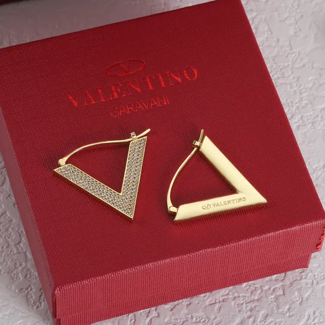 Valentino VLogo Pavé Crystal Gold and Silver Hoop Earrings