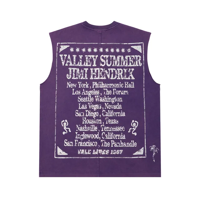 Purple and Black Jimi Hendrix Graphic Vest Top