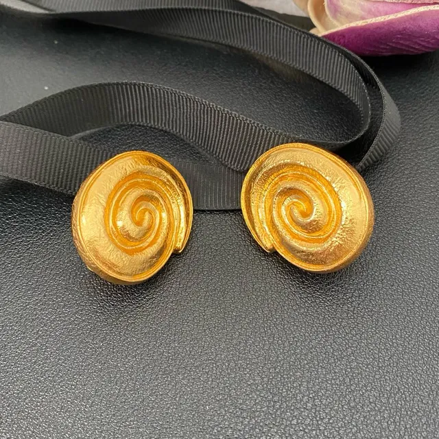 Saint Laurent Spiral Gold Clip-On Earrings