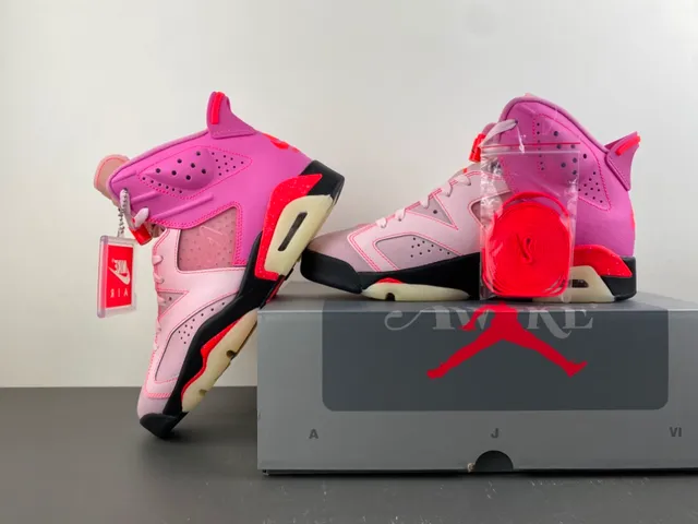 Air Jordan 6 Pink and Red High-Top Basketball Shoes
