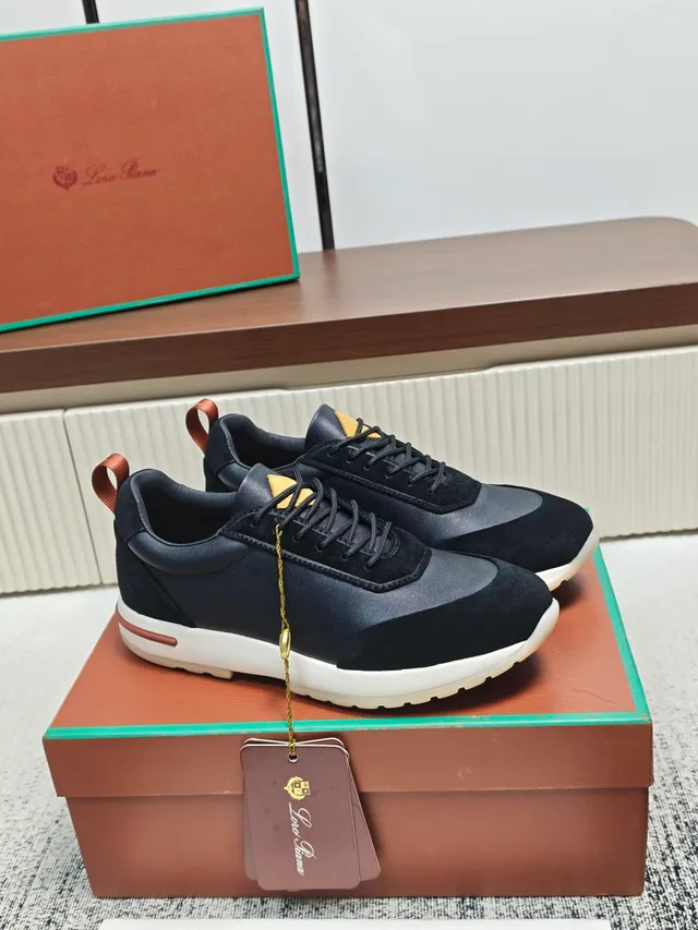 Loro Piana Black Suede and Leather Lifestyle Sneaker