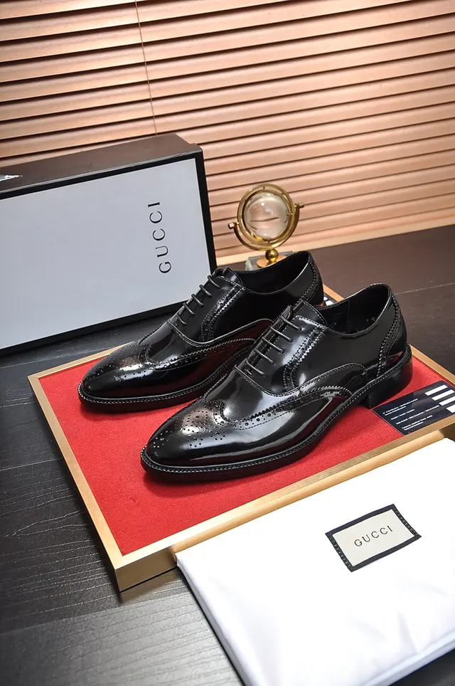 Black Polished Leather Full Wingtip Brogue