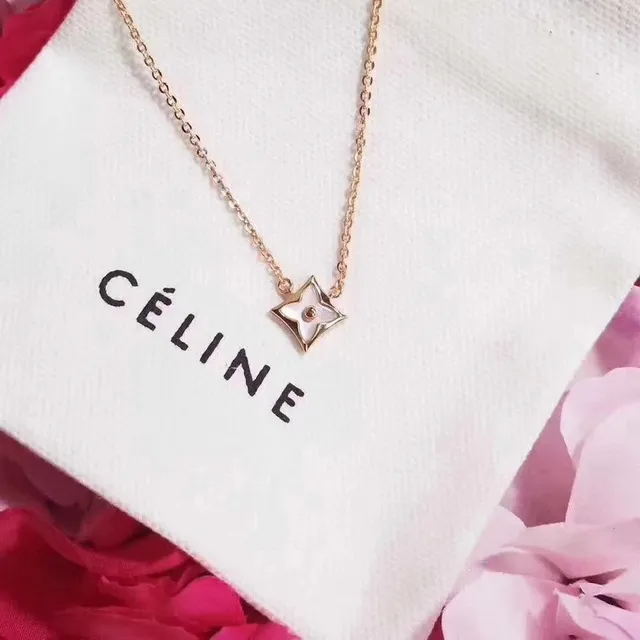 Céline Triomphe Floral Mother-of-Pearl Pendant Necklace