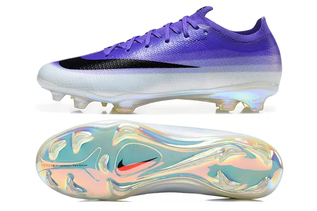 Nike Purple Transparent Knit Upper Iridescent Sole Firm-Ground Soccer Shoes