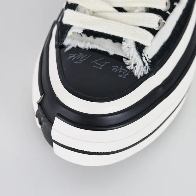 Converse Black White Frayed Raw-Edge Canvas Layered Midsole Lifestyle Sneakers