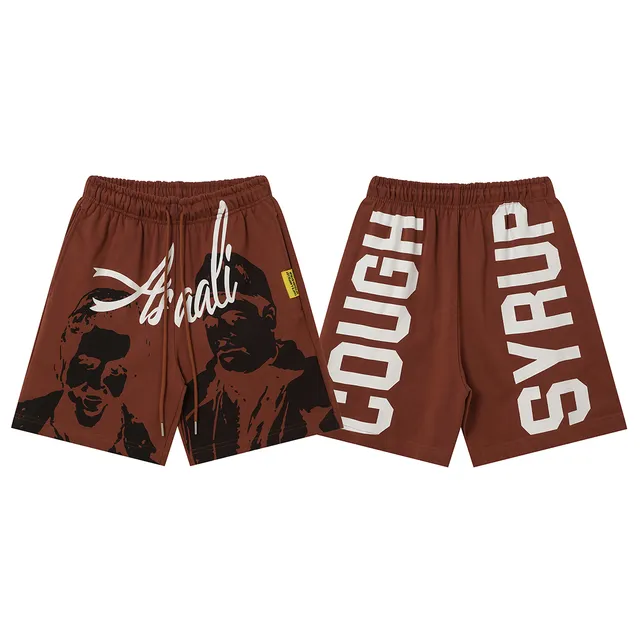 Graphic-Print Elastic-Waist Drawstring Shorts