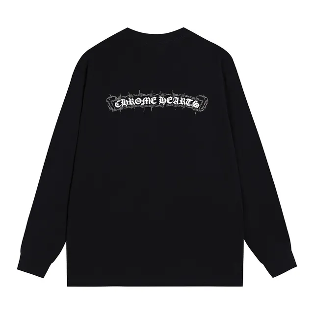 Chrome Hearts Back-Printed Gothic Logo White Long-Sleeve T-Shirt