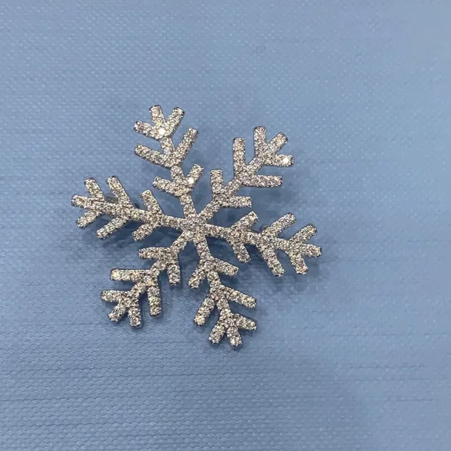 Snowflake Pavé-Set Clear Stone Brooch