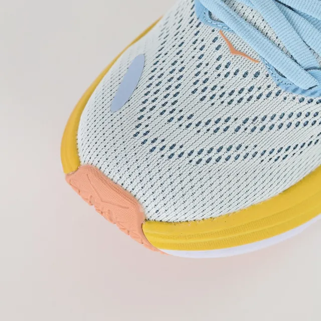 Hoka Blue Yellow Engineered Mesh Upper Stacked Midsole Running Shoes