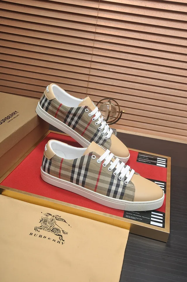 Burberry Beige and Check Panel Lifestyle Sneakers