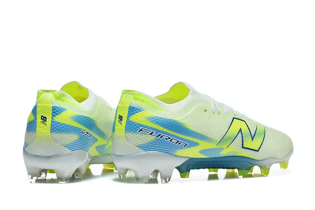 New Balance Furon Yellow Blue Knit Upper Translucent Sole Firm-Ground Soccer Shoes