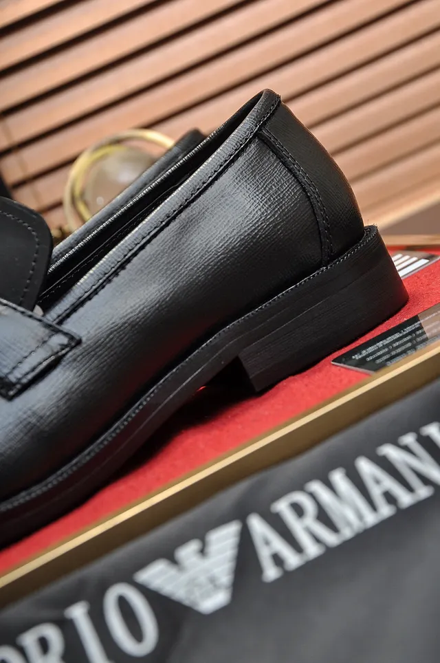 Giorgio Armani Black Gold Leather Penny Loafer
