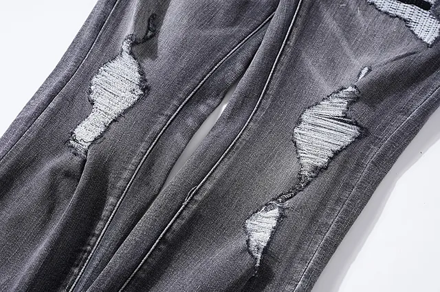 Purple Brand Distressed Slim-Fit Washed Gray Jeans