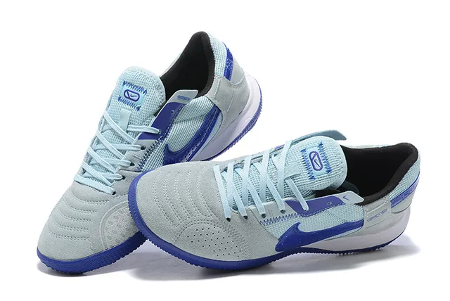 Nike Gato Blue Gray Low-Top Mesh-Suede Upper Indoor Soccer Shoes
