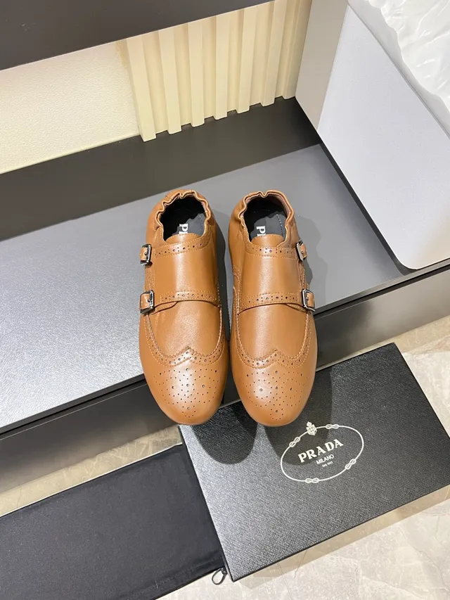 Brown Black Brogue-Perforated Strap Monk Shoes