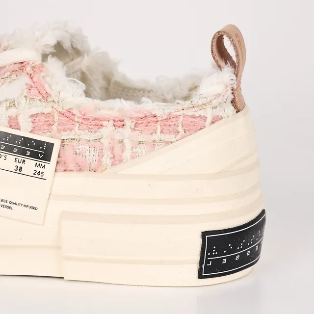JW Anderson Pink Beige Tweed Upper Layered Segmented Sole Lifestyle Sneakers