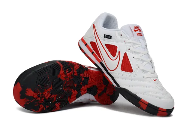 Nike Gato White Red Low-Top Synthetic Leather Upper Indoor Soccer Shoes