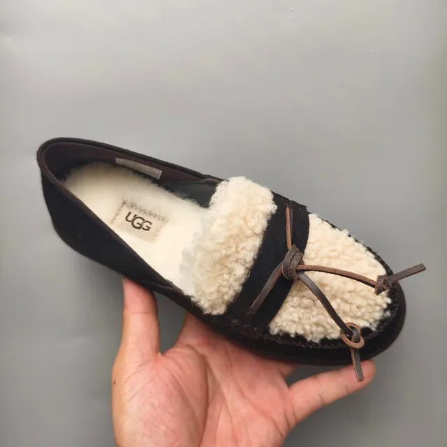 UGG Tasman Brown Suede Shearling-Lined Loafer