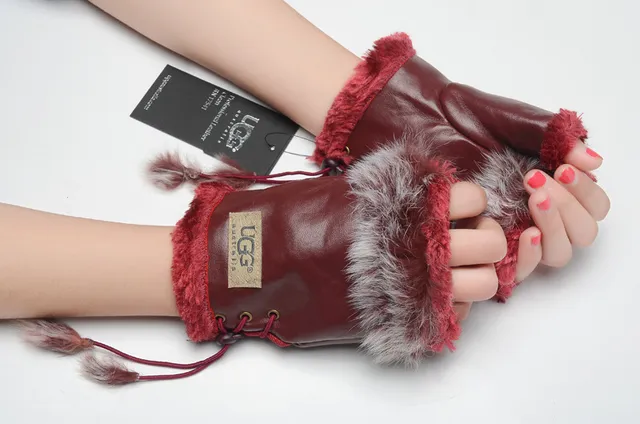 UGG Fur-Trimmed Leather Pouch Bucket Bag