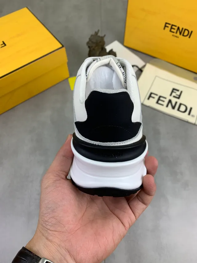 Fendi FF Sneaker White Black Sole Monogram Mesh Chunky Sneakers