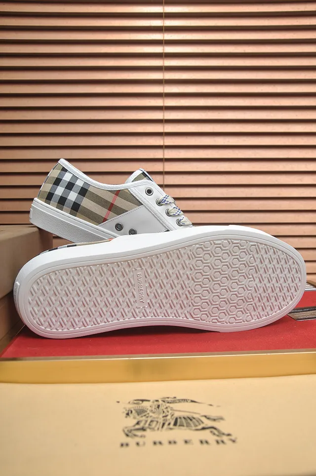 Burberry Knight Check and Leather Low-Top Lifestyle Sneakers