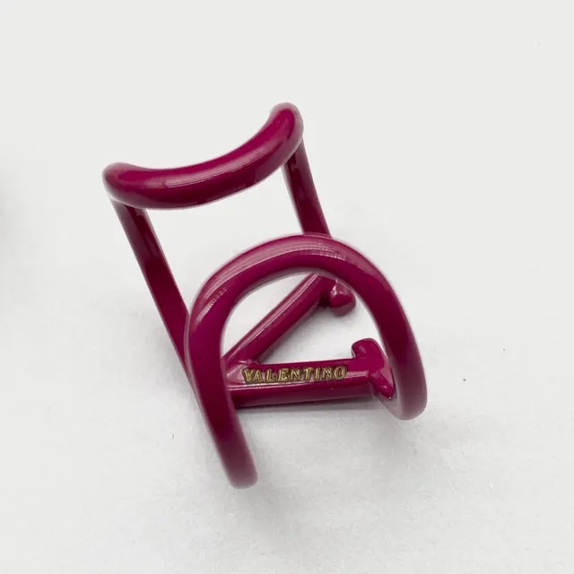 Valentino VLTN Interlocking Double-V Magenta Enamel Ring