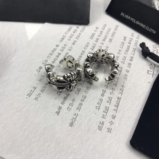 Chrome Hearts Cross Flower Pavé Silver Ring