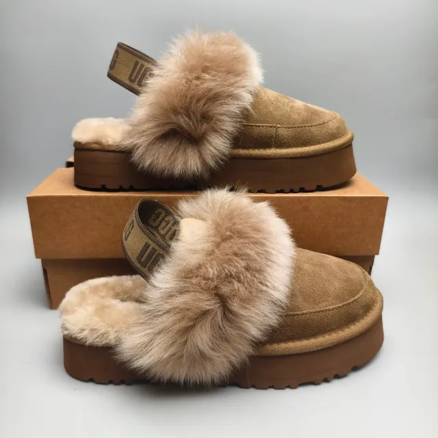 UGG Brown Beige Platform Sole Suede Upper Loafer
