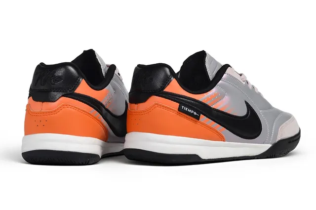 Nike Tiempo Silver Orange Low-Top Iridescent Synthetic Upper Indoor Soccer Shoes
