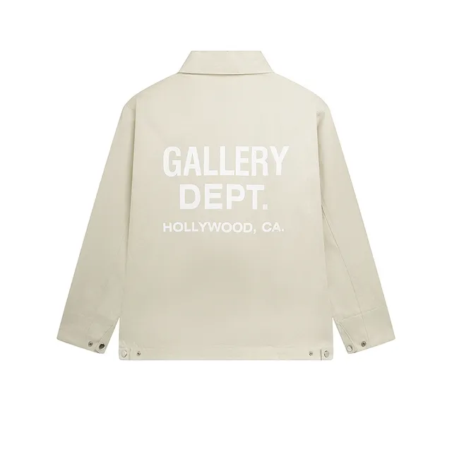 Gallery Dept Utility Beige White Collared Zip-Front Jacket
