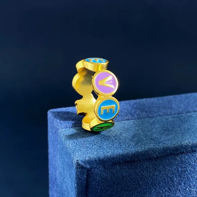 Versace Alphabet Medusa Head Enamel Letter Ring