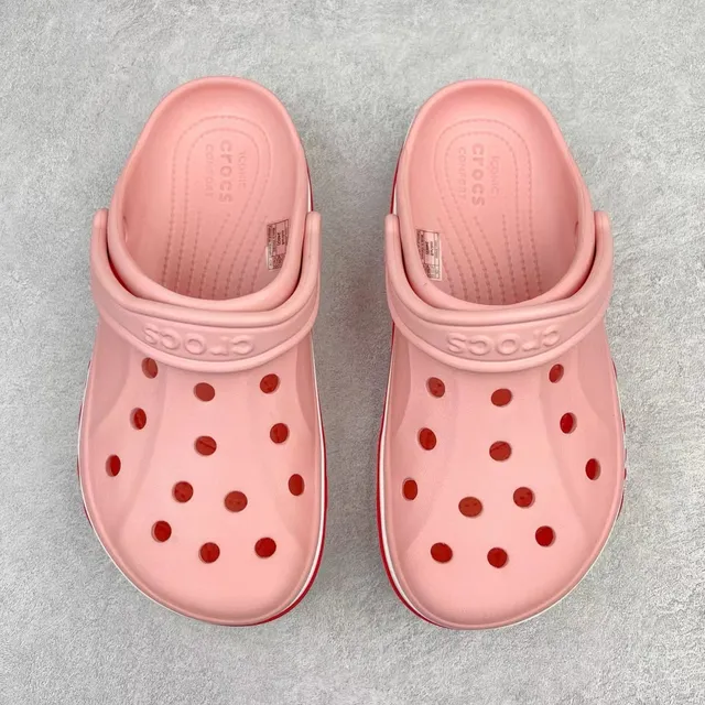 Crocs Classic Clog Pink Red Molded Foam Construction Ventilation Holes Clog