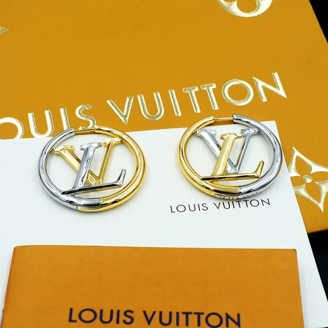 Louis Vuitton LV Circle Hoop Two-Tone Gold Silver Earrings