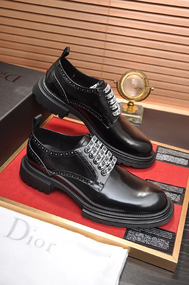 Dior Black Patent And Smooth Leather Ornate Metal Eyelets Brogue