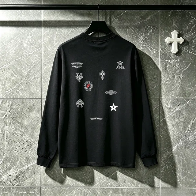 Chrome Hearts Multi-Logo Embroidered Black Crewneck Sweater