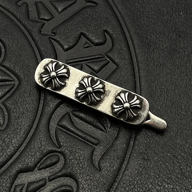 Chrome Hearts Cross Motif Silver Black Ornate Motifs Gothic Typography Brooch