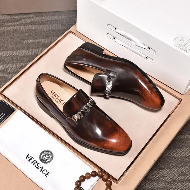 Versace Chain Reaction Two-Tone Brown Gradient Monk Shoes
