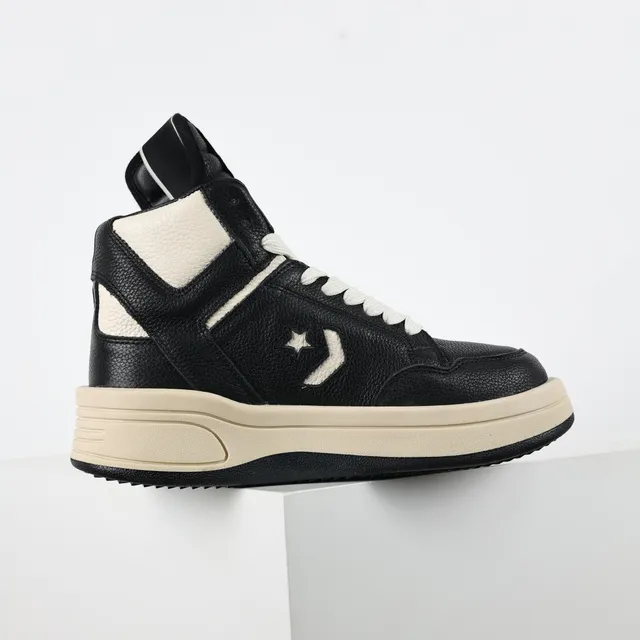 Converse Black Beige High-Top Textured Leather Lifestyle Sneakers