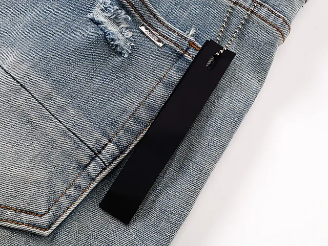 Blue Black Light-Wash Distressed Denim Mid-Thigh Length Shorts