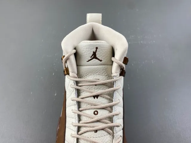 Air Jordan 12 Off-White and Brown Leather Basketball Shoes