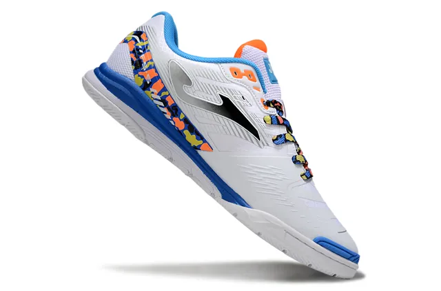 Joma Indoor Soccer Shoes White Blue Low-Top Synthetic Upper Sneakers