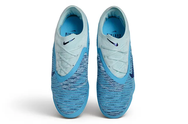 Nike Blue Purple Engineered Knit Upper TPU Cage Overlay Turf Soccer Shoes
