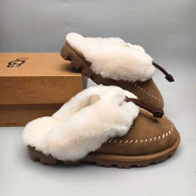 UGG Tasman Brown Suede Shearling-Lined Slippers