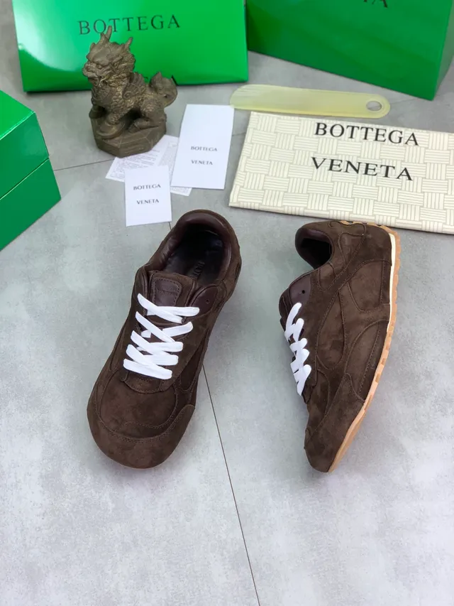 Bottega Veneta Brown Suede White Lace Lifestyle Sneaker