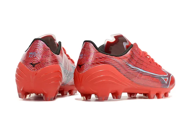Mizuno Red Silver Low-Cut Synthetic Upper Conical Studs Firm-Ground Soccer Shoes