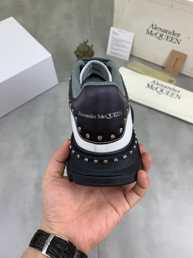 Alexander McQueen Oversized Sneaker White Purple Studded Platform Sole Chunky Sneakers