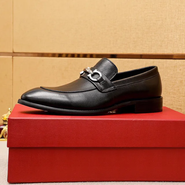 Salvatore Ferragamo Gancini Black Leather Horsebit Loafers